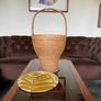 Mid Century Table Height Vintage Wicker Sewing Craft Basket 60s Image 4