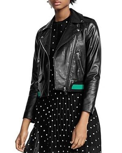 Maje black leather biker jacket - size S