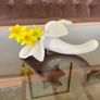 White Ceramic Lily Flower Ceramic Vase Laying Down Lily Shape Vase Image 3