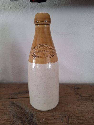 Vintage John Mackay & Co of Edinburgh, Glasgow and Newcastle stoneware beer bottle
