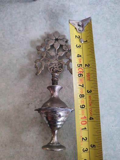 Kohl bottle in nickel plated metal Beaute Small, Eye Liner Powder Box ,kohl bottle in nickel,plated metal from the early 20th century decorated with a tree of life.