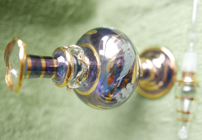 Vintage Blue Handblown Glass Perfume Massage Oil Bottle
