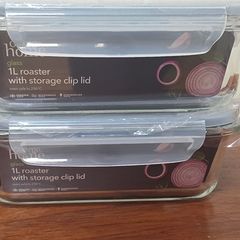 1 litre glass roaster with storage clip lid
