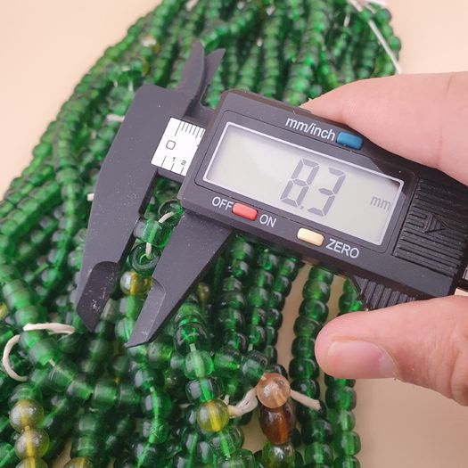 Vintage African style Green Glass Beads Necklace 24 inches