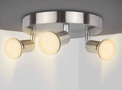 LED Ceiling Light Rotatable,Hansang 3 Way Round Plate Ceiling Spotlight,3000K Warm White Ceiling Mounted,400LM Track Lighting Fixture (LED Light Bulbs Included)