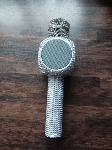 Sing-along Silver Bling Karaoke Microphone & Bluetooth Speaker All-in-one