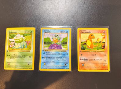 First Edition Shadowless Kanto starter Pokemon for sale.