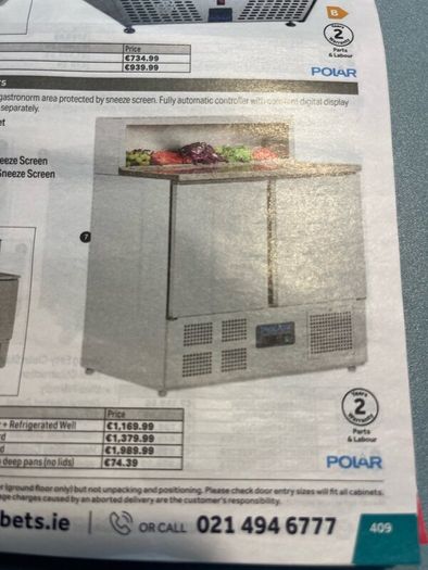 Polar prep counter 256Lt fridge