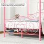 Double Canopy Bed Frame with Vintage Headboard & Footboard, Pink 135x190cm Double Canopy Bed Frame, 4ft6 Heavy Duty Metal Bed, Heart Scroll Headboard & Footboard, Steel Slats for Bedrooms Image 4