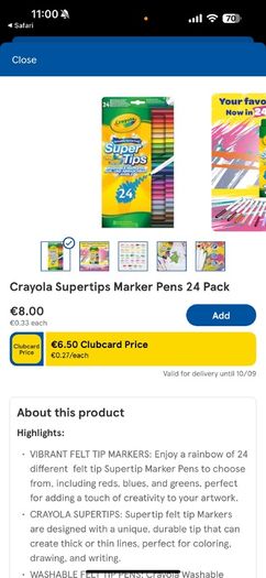 Crayola Super Tips 24 Markers