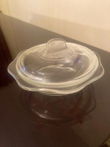 Vintage Glass Sugar Bowl/Butter Dish with Lid