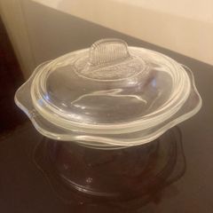 Vintage Glass Sugar Bowl/Butter Dish with Lid