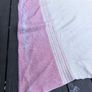 Vintage Pink and Cream Striped Wool Style Blanket Throw Large Image 2