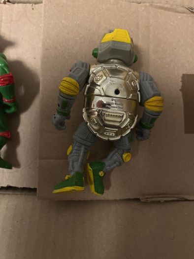 Vintage TMNT Figure Lot 1988 1989 Playmates - Raphael Soft Head & Shiny Chrome Metalhead Robot Turtle