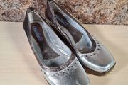 Womens Marco Moreo wedge shoes slip on gold and silver Size UK 4 EU 36.5 platform heel