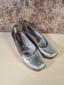 Womens Marco Moreo wedge shoes slip on gold and silver Size UK 4 EU 36.5 platform heel