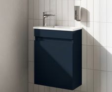 Small Navy vanity and white sink (new)