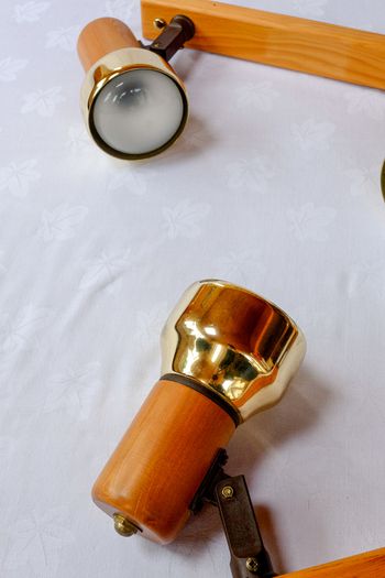 Two Vintage Wall or Ceiling Mounted Double Light Fittings with Poseable Lamps