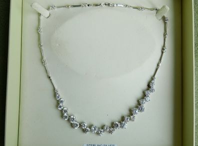 Fields Sterling Silver 925 Cubic Zirconia Necklet l16" 20,93g