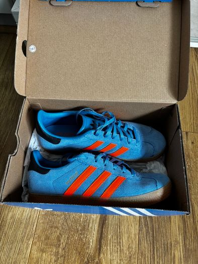 Adidas Gazelle, blue and orange, UK5/EU38, brand new with box - never worn