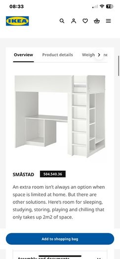 Ikea loft bed with desk