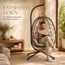 Hanging Egg Chair with Stand  Foldable Poly Rattan Swing Chair with Cushions Image 4