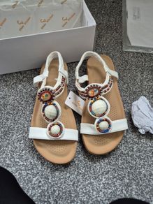 white embellished sandles brand new