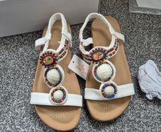 white embellished sandles brand new