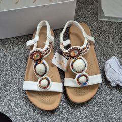 white embellished sandles brand new