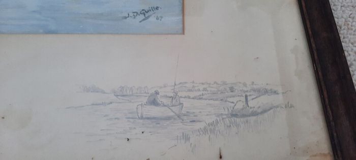 Watercolour by Captain J. D. Guille 'The River Slaney'