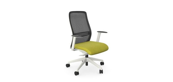 NV High Back Swivel Mesh Chair Lime White Frame with adjustable arms