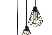 3-Light Pendant Light, Flush Mount Ceiling Light Fixture with Black Metal Cage Shade, Vintage Hanging Pendant Lighting for Kitchen, Island, Dining Room (FREE POSTAGE)