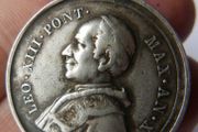 Antique 1888 Papal States Sterling Silver Medal. Pope Leo XIII. 50th Episcopal Preisthood. 11,1g