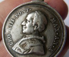 Antique 1888 Papal States Sterling Silver Medal. Pope Leo XIII. 50th Episcopal Preisthood. 11,1g