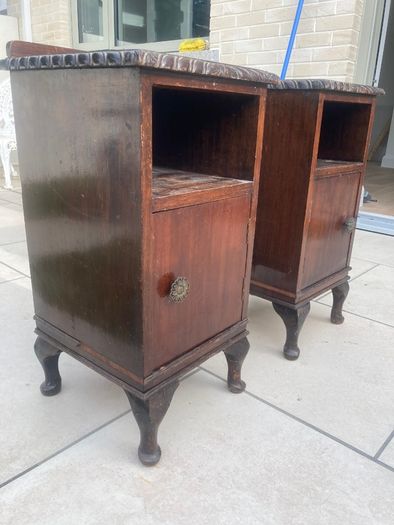 Antique Bedside Lockers - Pair - Mahogany