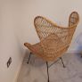 HK Living Rattan Egg Chair with Natural Sheepskin Rug, Like New, Scandi Style Image 5