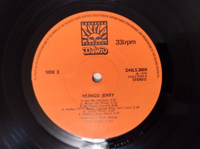 Lp.Mungo Gerry. Rare Original Record. P-1970.UK Press.Excellent Cond.