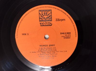 Lp.Mungo Gerry. Rare Original Record. P-1970.UK Press.Excellent Cond.