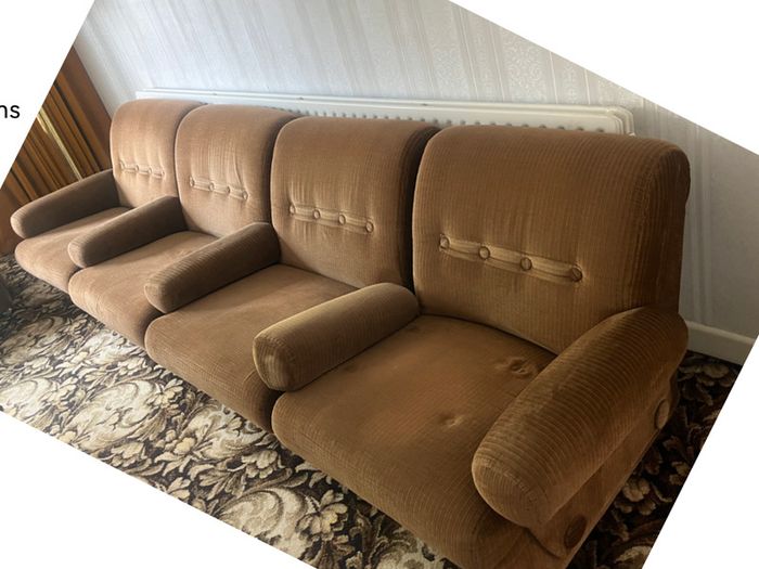 Modular Vintage Sofa with 3 arm chairs
