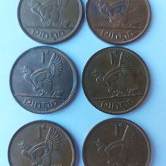6 x 1d penny's 1963 / 64 / 65 / /66 / 67 / 68
