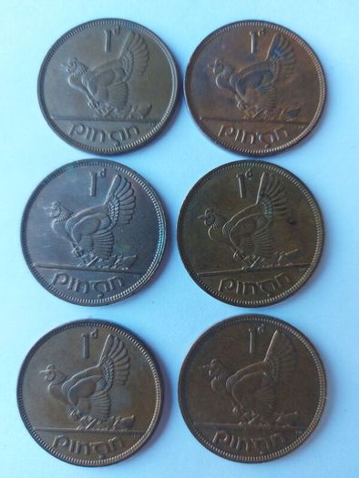 6 x 1d penny's 1963 / 64 / 65 / /66 / 67 / 68