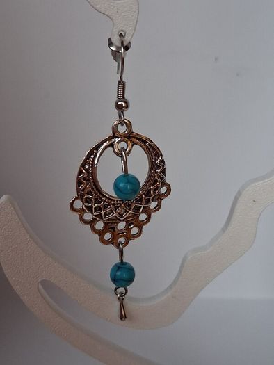 Boho Filigree Turquoise Bead Earrings