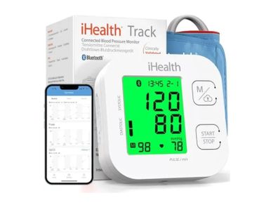 iHealth Track Smart Upper Arm Blood Pressure Monitor with Wide Range Cuff That fits Standard to Large Adult Arms, Bluetooth Compatible for iOS & Android Devices
