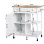 BRAND NEW Kitchen Cart Shelf Multifunction Storage Trolley White Bamboo Roller Trolley with Worktop Drawer Home furniture Image 5