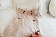 Cream High Waist Skirt - Size 6