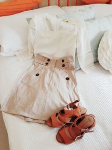 Cream High Waist Skirt - Size 6