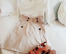 Cream High Waist Skirt - Size 6