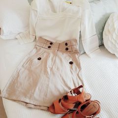 Cream High Waist Skirt - Size 6