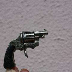 Vintage Miniature Toy Diecast Metal & Plastic Revolver Pistol