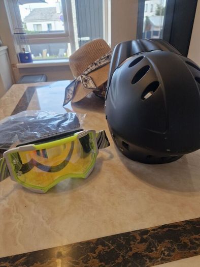Safety helmet and goggles
